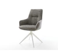Chaise-pivotante Zelia-Flex avec accoudoirs bou oux couleur boue pied croisé large blanc pivotement sur 360° fonction bascule resorts ensachés
