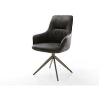 Chaise-pivotante Zelia-Flex avec accoudoirs microfibre antracite vintage pied croisé large aspect titane pivotement sur 360° fonction bascule ressorts ensachés