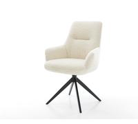 Chaise-pivotante Zelia-Flex avec accoudoirs tissu teddy beige pied croisé large noir pivotement sur 360° fonction bascule resorts ensachés