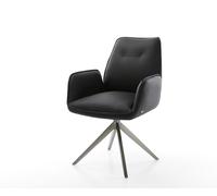 Chaise-pivotante Zoa-Flex cuir de vache noir pied croisé large grafiete pivotement sur 360° fonction bascule