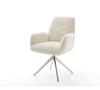 Chaise-pivotante Zoa-Flex peluche crème-blanc pied croisé large acier inoxydable pivotement sur 360° fonction bascule ressorts ensachés