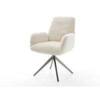 Chaise-pivotante Zoa-Flex peluche crème-blanc pied croisé large grafiete pivotement sur 360° fonction bascule ressorts ensachés