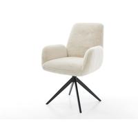 Chaise-pivotante Zoa-Flex peluche crème-blanc pied croisé large noir pivotement sur 360° fonction bascule ressorts ensachés