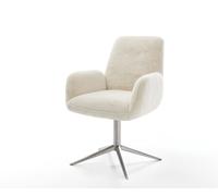 Chaise-pivotante Zoa-Flex peluche crème-blanc pied de chaise 4 branches acier inoxydable pivotement sur 360° fonction bascule resorts ensachés