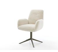Chaise-pivotante Zoa-Flex peluche crème-blanc pied de chaise 4 branches aspect titane pivotement sur 360° fonction bascule resorts ensachés