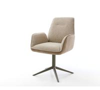 Chaise-pivotante Zoa-Flex tissu mixte couleur boue pied de chaise 4 branches aspect titane pivotement sur 360° fonction bascule ressorts ensachés