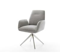 Chaise-pivotante Zoa-Flex tissu structuré doux gris pied croisé large acier inoxydable pivotement sur 360° fonction bascule ressorts ensachés
