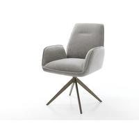 Chaise-pivotante Zoa-Flex tissu structuré doux gris pied croisé large aspect titane pivotement sur 360° fonction bascule ressorts ensachés