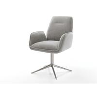 Chaise-pivotante Zoa-Flex tissu structuré doux gris pied de chaise 4 branches acier inoxydable pivotement sur 360° fonction bascule resorts ensachés