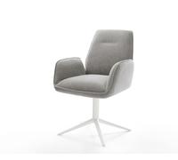 Chaise-pivotante Zoa-Flex tissu structuré doux gris pied de chaise 4 branches blanc pivotement sur 360° fonction bascule resorts ensachés