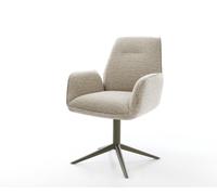 Chaise-pivotante Zoa-Flex tissu tissé doux beige pied de chaise 4 branches aspect titane pivotement sur 360° fonction bascule resorts ensachés