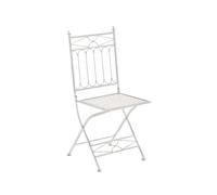 Chaise Pliable De Jardin Terrasse Balcon Design Rustique En Fer Forgé Blanc Vieilli 10_0003593 Multicolore