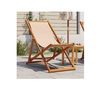 Chaise pliable de plage beige bois massif d'eucalyptus et tissu366564