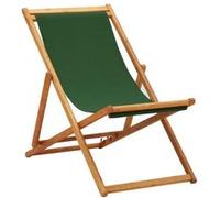 Chaise pliable de plage bois d eucalyptus et tissu vert Vert G