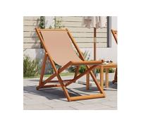 Chaise pliable de plage taupe bois d'eucalyptus massif et tissu366565