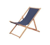 Chaise pliable de plage Tissu et cadre en bois Bleu