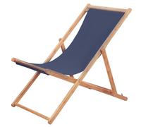 Chaise Pliable De Plage Tissu Et Cadre En Bois Bleu Bleu