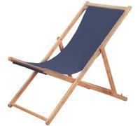 Chaise pliable de plage Tissu et cadre en bois Bleu Bleu G