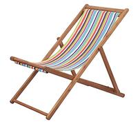 vidaXL Chaise pliable de plage en tissu, cadre en bois Multicolore