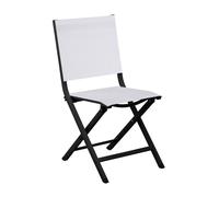 PROLOISIRS Chaise pliante - THEMA - Aluminium époxy graphite - Toile TPEP chiné blanc G