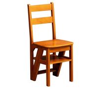 Chaise pliante à 4 niveaux, tabouret convertible en bois, échelle et siège 2 en 1, pliable, multifonction pour la maison, la cuisine, le bureau, le salon (marron, 39 x 46 x 90 cm)