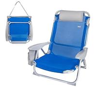 Aktive Folding Chair 4 Positions With Cushion And Cup Holder Bleu