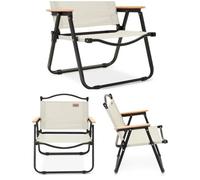 Chaise Pliante Avec Accoudoirs En Bois ¿ Structure En Acier - Camping Multicolore