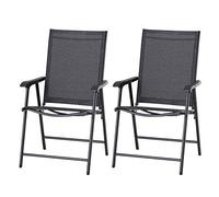 Chaise pliante avec accoudoirs Outsunny Lot de 2 chaises de camping Chaise de pêche Métal noir 58 x 64 x 94 cm
