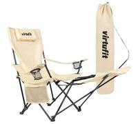 VirtuFit Chaise de camping pliable - Chaise de plage avec repose-pieds - Beige