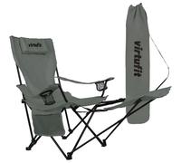 VirtuFit Chaise pliante avec repose-pieds Gris 53x127x83 cm