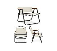 Chaise Pliante Avec Accoudoirs En Bois ¿ Structure En Acier - Camping Multicolore