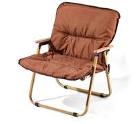 Chaise Pliante Camping Portable, Fauteuil Pliant Confortable avec Accoudoirs en Bois et Coussin Moelleux, Légères pour la Plage, la Terrasse, Les Pique-niques et Les Voyages(Orange,Small)