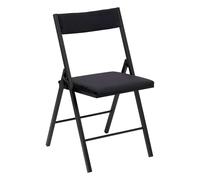 Chaise Pliante Carrée Effet Velours - Noir Noir