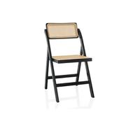 hjh Living - Chaise pliante TUDELA - Bambou, tressage viennois, dossier 360°, 130 kg - Noir/Marron
