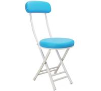 Chaise pliante compacte avec dossier - Tabouret d'intérieur peu encombrant pour le maquillage et la maison - Design portable idéal pour les petits espaces - Bianco Blu 30 x 32 x 76 cm