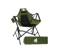 ECD Germany Chaise de Camping Pliante Basculante Khaki avec Appui-Tête et Porte-Gobelet, Siège Rembourré, Structure en Acier, Fauteuil Portable Léger pour Pêche, Plage et Jardin avec Sac de Transport