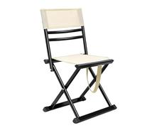 Chaise Pliante D'extérieur Barre Transversale Incurvée Patins Antidérapants Tube D'assise En Forme D'éventail Tabouret Pliant Assise en Tissu Tissé Épaisseur Pliée 7 Cm Structure à Croisillons