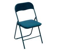 Chaise Pliante Effet Velours - Bleu Bleu