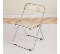 Chaise pliante empilable en acrylique - Chaise moderne sans accoudoirs en plastique transparent avec cadre en métal pour une utilisation en intérieur/extérieur, design portable pour salle à manger