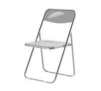 Chaise pliante empilable en acrylique transparent avec cadre chromé, sièges d'intérieur modernes, design pliable blanc polyvalent pour économiser de l'espace