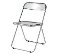 Chaise pliante en acrylique avec cadre en métal robuste, empilable, solution gain de place pour cuisine, salon, chambre à coucher