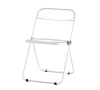 Chaise pliante en acrylique bleu transparent avec cadre chromé, élégante, peu encombrante, légère, idéale pour la décoration du balcon et du salon