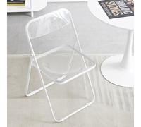 Chaise Pliante en Acrylique Huatang Store : Chaise de Bureau Ergonomique, Transparente, Multipurpose, Blanc, Acier Inoxydable