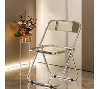 Chaise pliante en acrylique transparent avec cadre galvanisé, multi-usages, design simple pour un usage domestique, idéal pour le salon, la salle à manger et la chambre à coucher.
