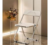 Chaise pliante en acrylique transparent avec cadre galvaniséChaise polyvalente en acrylique blanc multifonction pour salon, salle à manger, chambre à coucher, design simple et élégant
