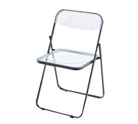 Chaise pliante en acrylique transparent - Design cristal empilable avec cadre chromé - Assise d'intérieur élégante et polyvalente - Couleur noire élégante pour une décoration moderne
