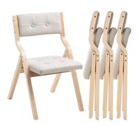 VEVOR Chaise pliante portable en bois lot de 4 avec coussin rembourré beige
