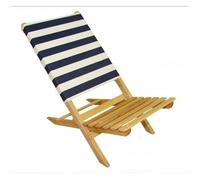 Erst-Holz Chaise Pliante en hêtre, Set Variable, siège de pêche, Tissu Bleu Blanc rayé V-10-351
