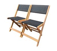 Chaise Pliante En Bois Exotique "Seoul" - Maple - Noir - Lot De 2