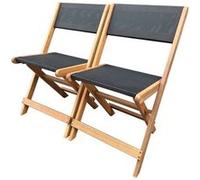 Chaise Pliante En Bois Exotique "Seoul" - Maple - Noir - Lot De 2
